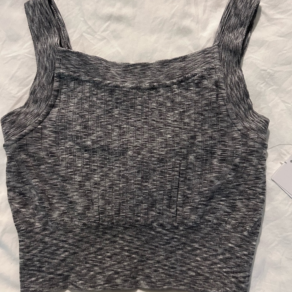 Athleta Ribbed Square-Neck Tank Top in Charcoal Heather